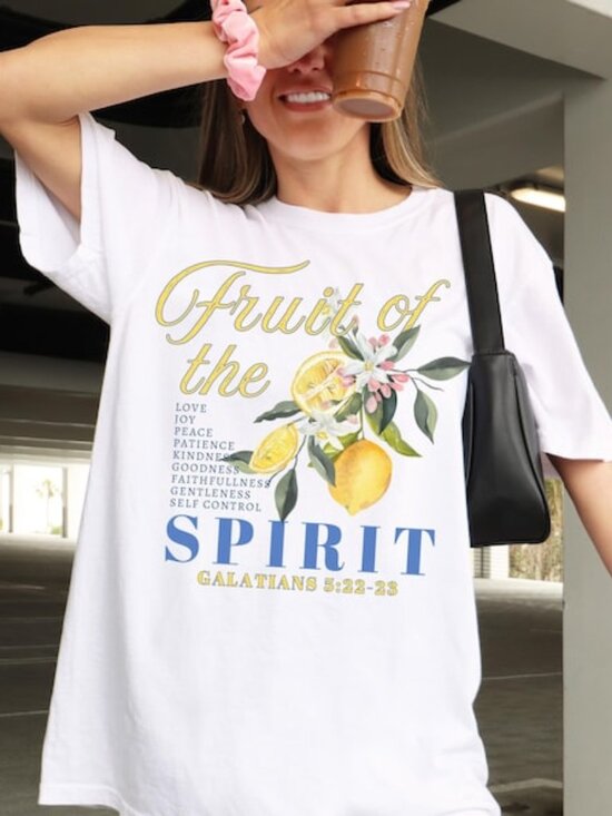 Tops - Fruit of the Spirit Christian Merch Tshirt, Trendy Youth Group Bible Verse Shirt